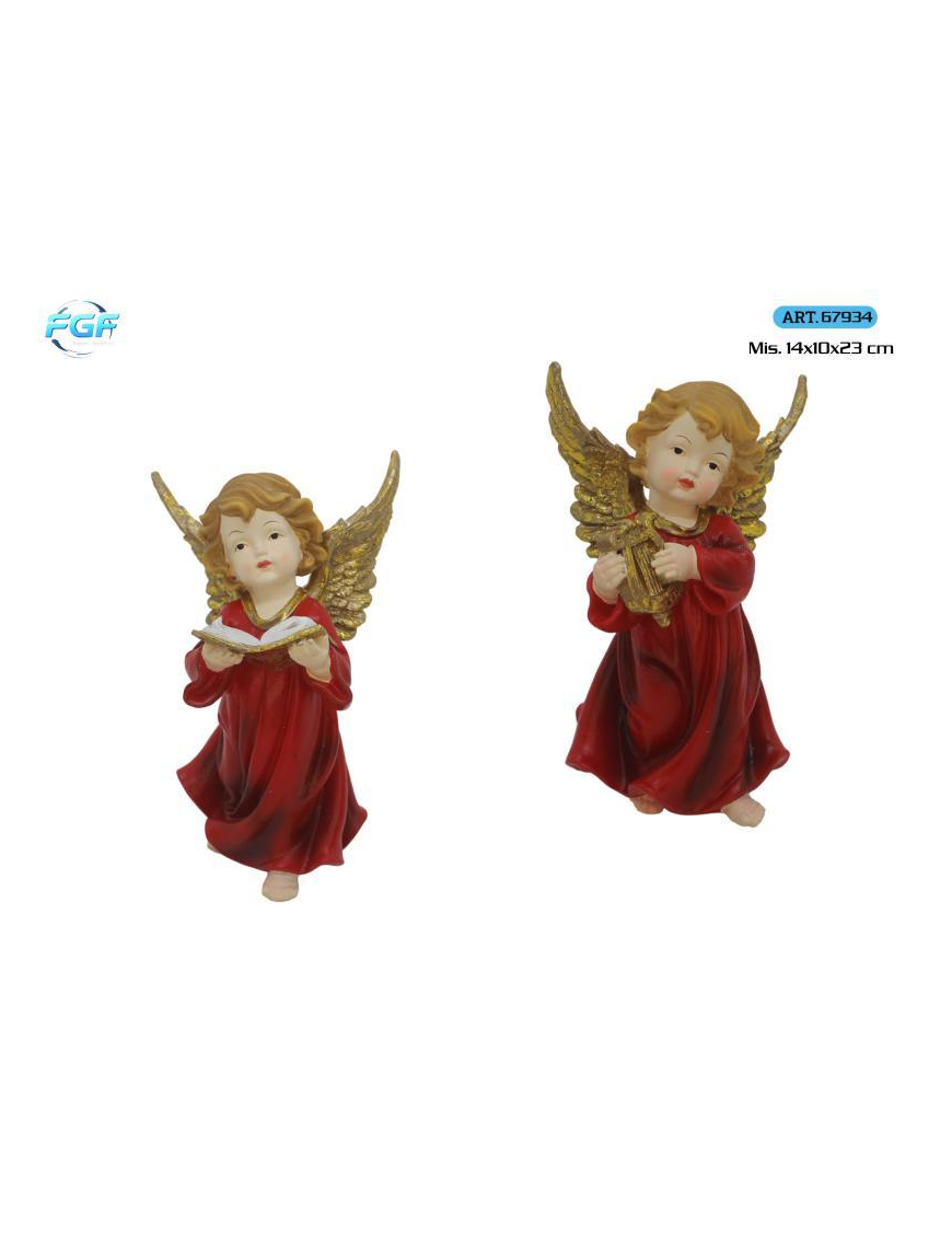 ANGELI POLIRESINA ROSSO 2pz 14x10x23