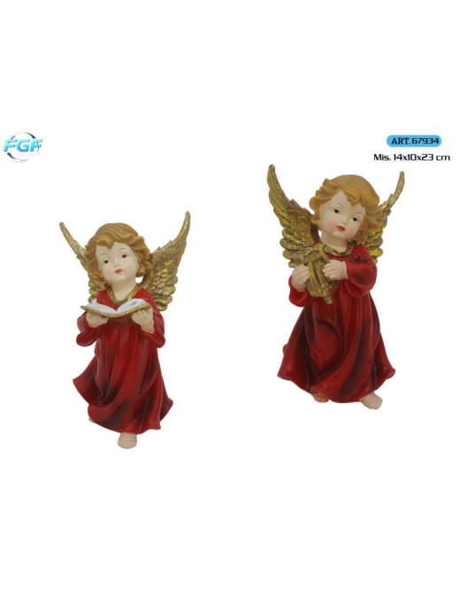 ANGELI POLIRESINA ROSSO 2pz 14x10x23