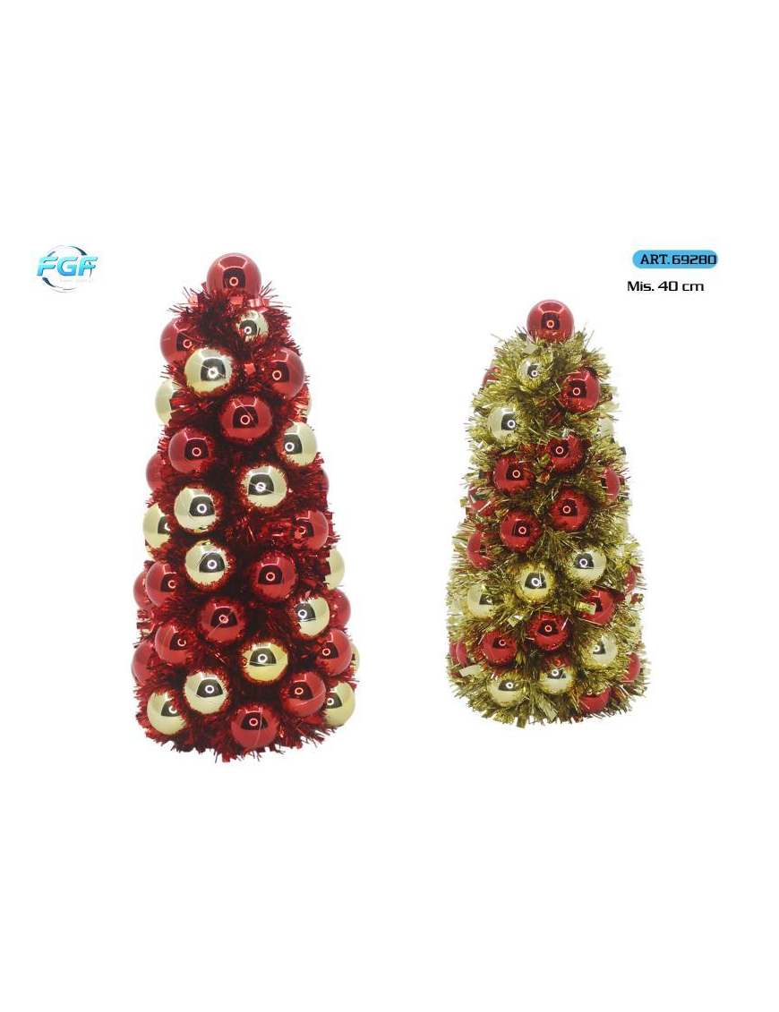 L.SFERE ROSSO/ORO ALBERO DEC. 40cm