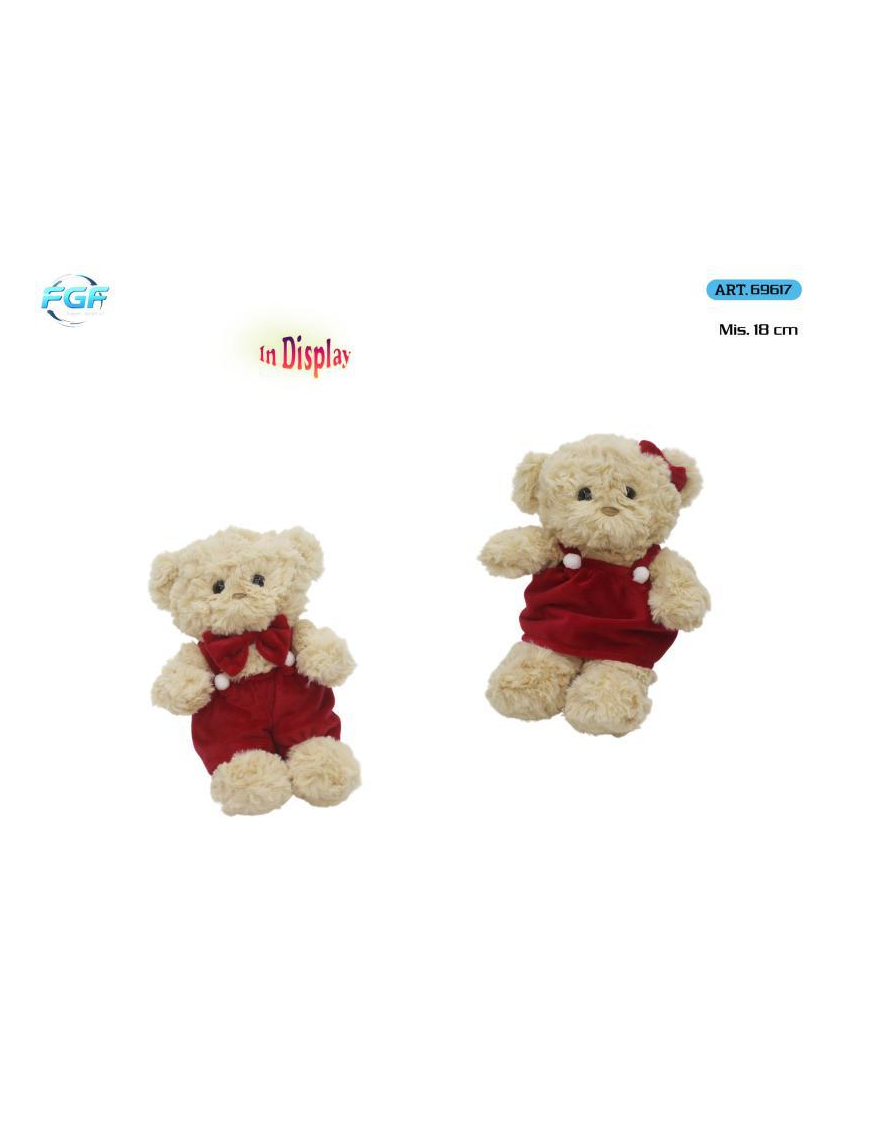 ORSO PELUCHE C/VESTITO 18cm