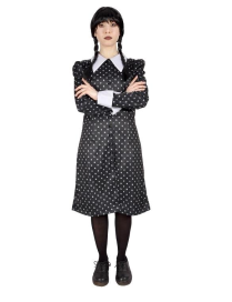 WEDNESDAY CARNIVAL COSTUME WITH WIG SIZE M