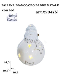 PALLINA BIANCO/ORO C/BABBO 14,5cm 2204$$