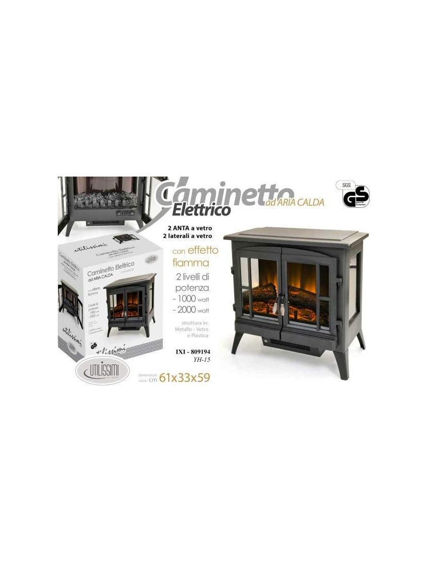 STUFA CAMINO 1500-2000W 61x33x59 CM