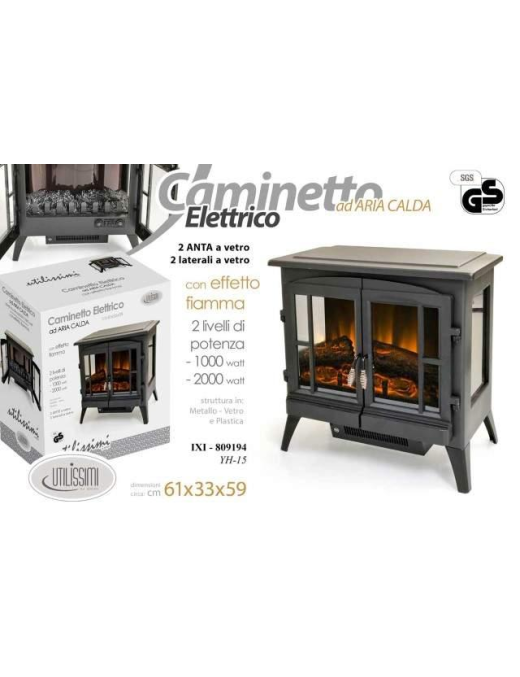 STUFA CAMINO 1500-2000W 61x33x59 CM