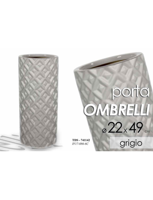 PORTAOMBRELLI IN CERAMICA GRIGIO 22x49cm