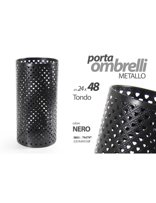 IRO.BLACK ROUND UMBRELLA STAND 24x48 7947
