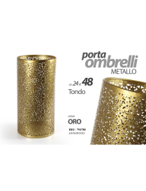 PORTAOMBRELLI TONDO IN METALLO COLOR ORO 24x48cm