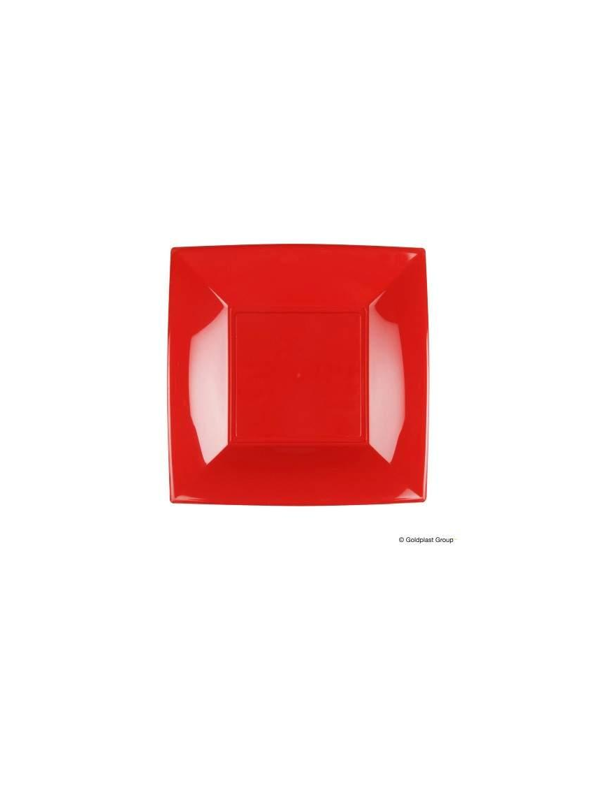 PIATTO ROSSO PIANO 23x23 CENTIMETRI 8 PEZZI