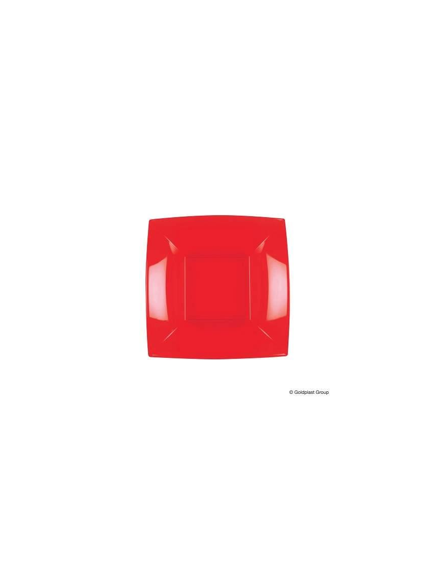 RED DEEP PLATE 18x18 CENTIMETERS 8 PIECES