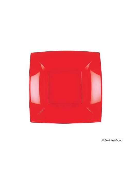 RED DEEP PLATE 18x18 CENTIMETERS 8 PIECES