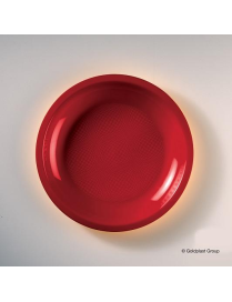 RED FLAT PLATE DIAMETER 22 CENTIMETERS, 6 PIECES
