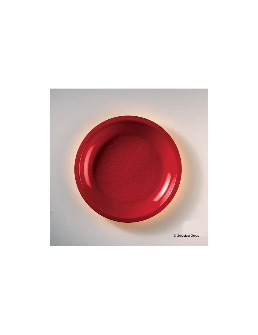 RED FLAT PLATE DIAMETER 22 CENTIMETERS, 6 PIECES