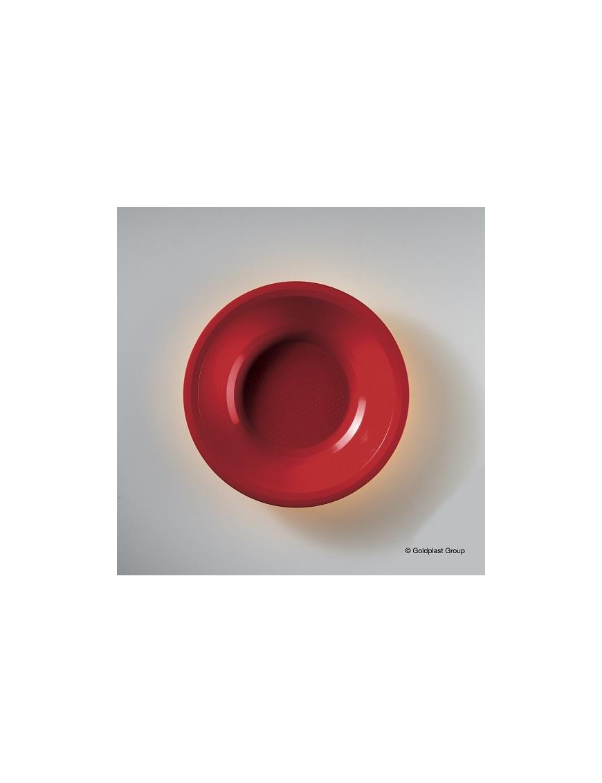 RED DEEP PLATE DIAMETER 19.5 CENTIMETERS 6 PIECES