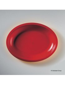 RED OVAL PLATE 25.5 CENTIMETERS