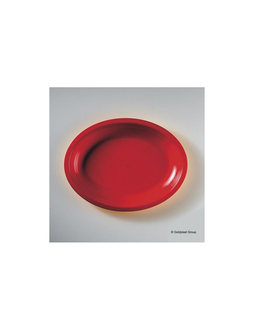 RED OVAL PLATE 25.5 CENTIMETERS