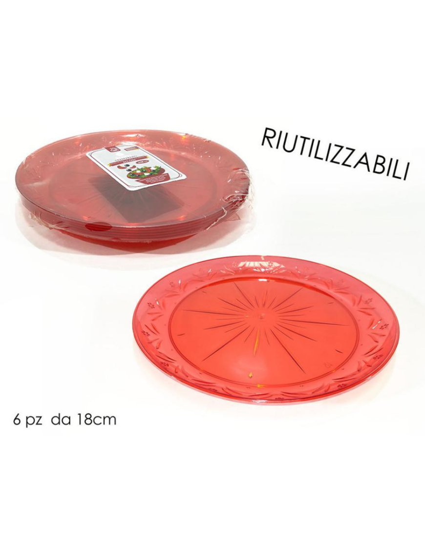 PIATTO ROSSO 18cm  6pezzi