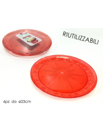 RED PLATE 23cm 6 pieces