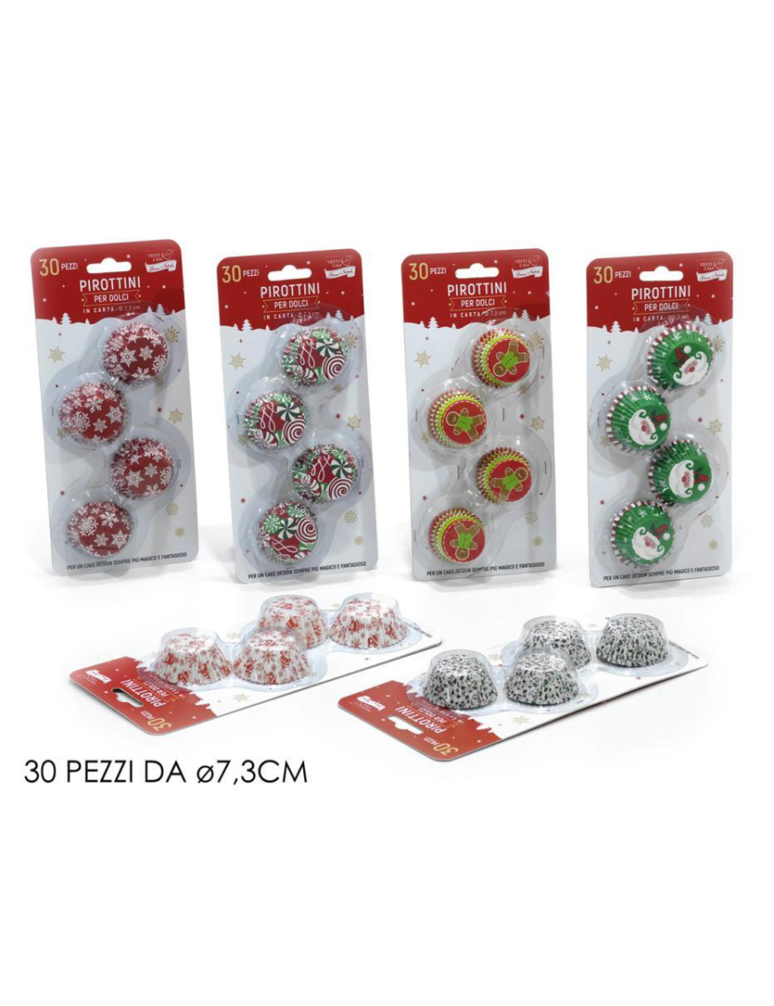 PIROTTINI DECORO NATALIZIO   7,3cm 30pezzi