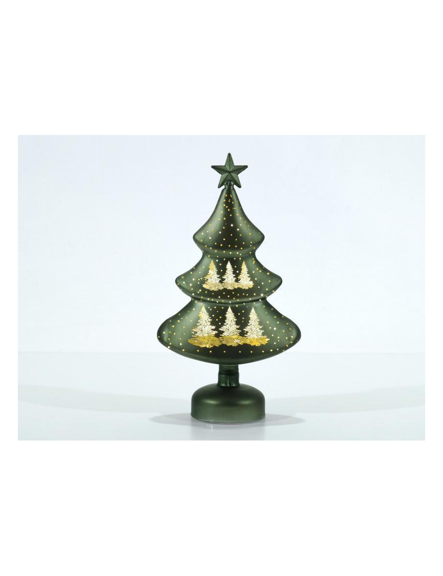 TREE WITH LIGHT 32cm GREEN