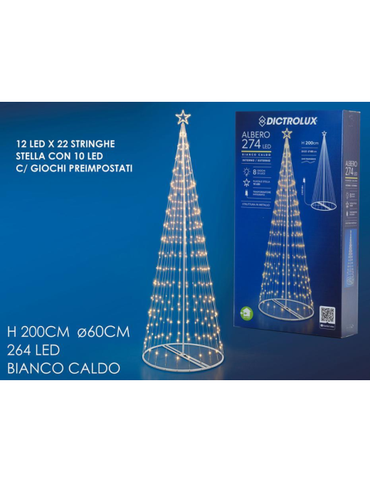 ALBERO 200cm CON 274 LED LUCE CALDA