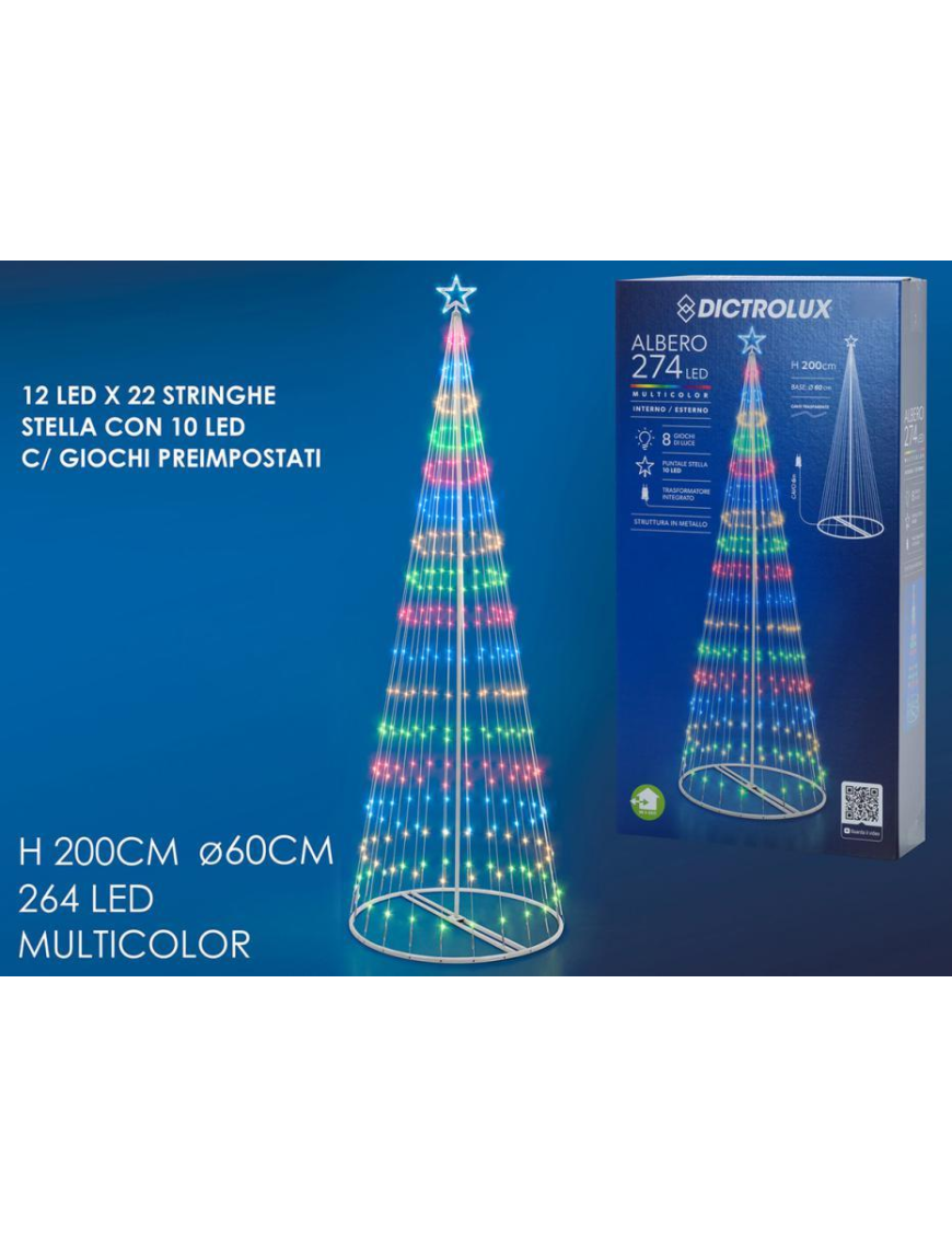 200cm TREE WITH 274 MULTICOLOR LIGHT LEDs