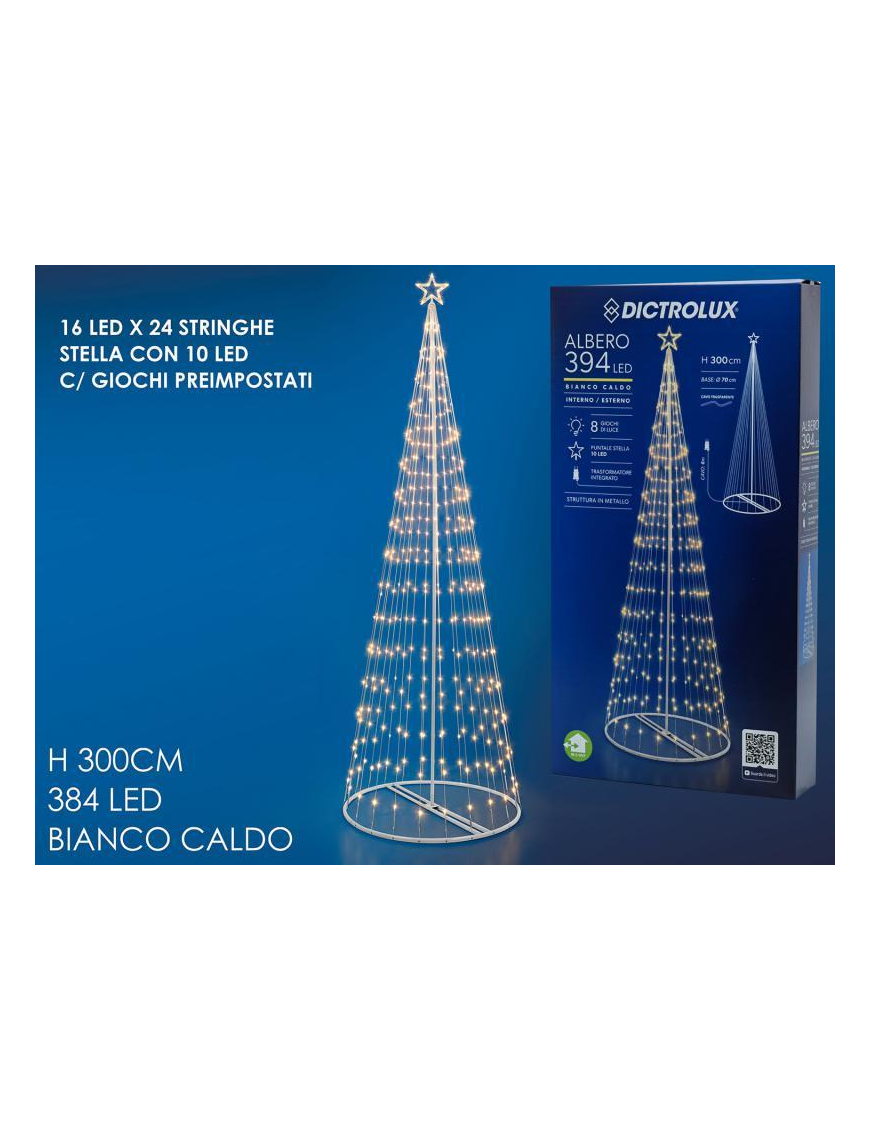 ALBERO 300cm CON 394 LED LUCE CALDA