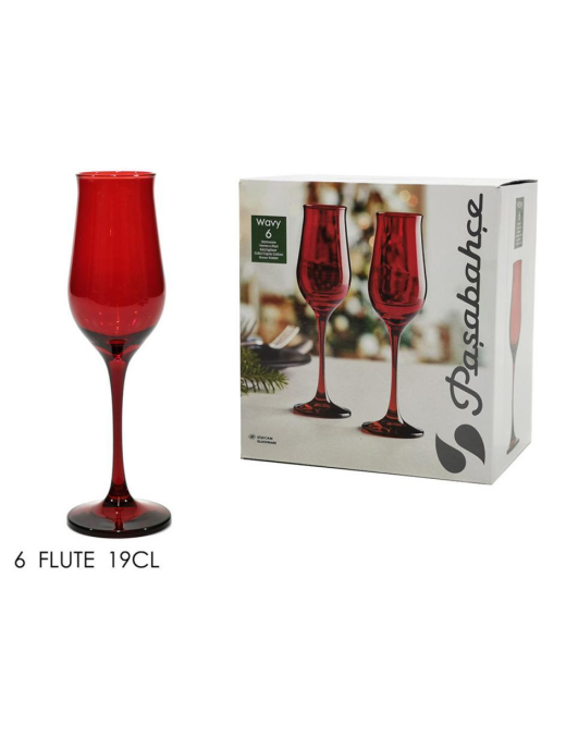 FLUTE COLORE ROSSO  19cl 6pezzi