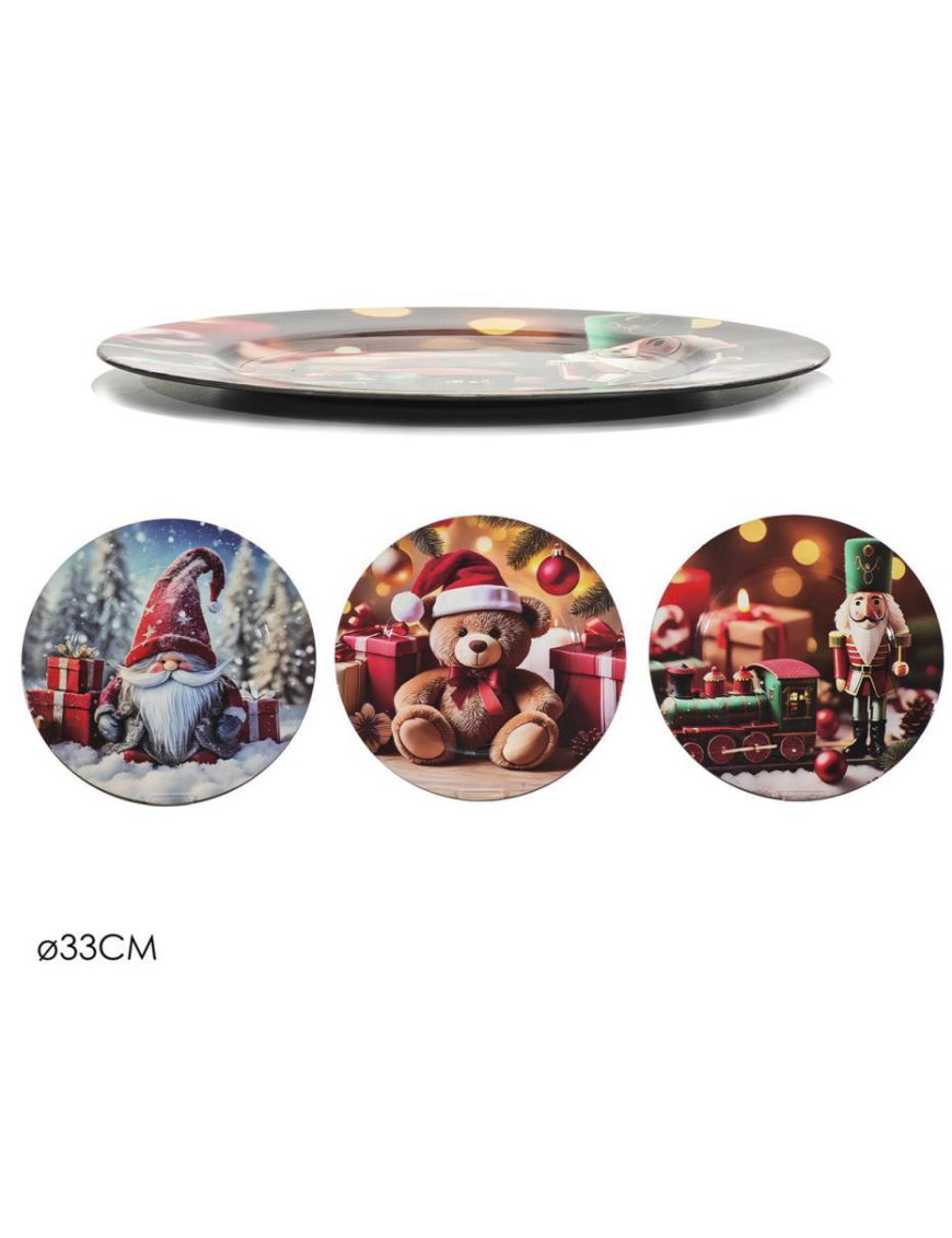 ASSORTED CHRISTMAS DECORATION PLATE 33cm