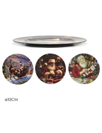 ASSORTED SANTA CLAUS DECORATION PLATE 33cm