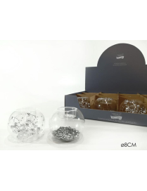 SILVER GLASS CANDLE HOLDER 8cm