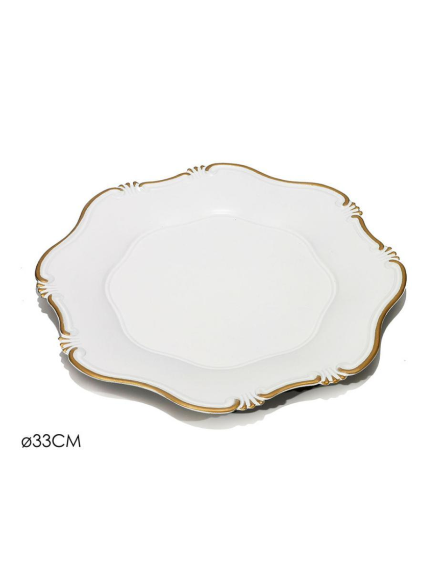 33cm WHITE/GOLD PLATE