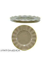 LINEA RIUTILIZZABILE   PIATTI TORTORA/ORO d.22,4cm 6pezzi