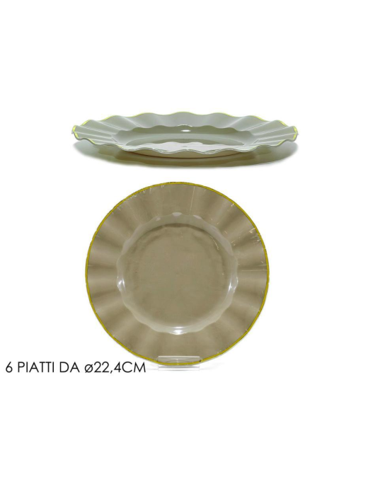 LINEA RIUTILIZZABILE   PIATTI TORTORA/ORO d.22,4cm 6pezzi