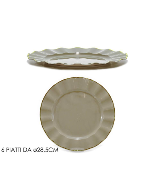 LINEA RIUTILIZZABILE  PIATTI TORTORA/ORO d.28,5cm 6pezzi