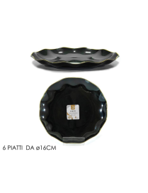 LINEA RIUTILIZZABILE   PIATTI NERO/ORO d.16cm 6pezzi