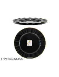 LINEA RIUTILIZZABILE  PIATTI NERO/ORO d.28,5cm 6pezzi