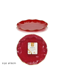 LINEA RIUTILIZZABILE  PIATTI ROSSO/ORO d.16cm 6pezzi