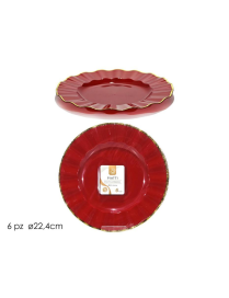 LINEA RIUTILIZZABILE  PIATTI ROSSO/ORO d.22,4cm 6pezzi