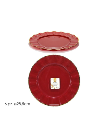 REUSABLE LINE RED/GOLD PLATES d.28.5cm 6 pieces