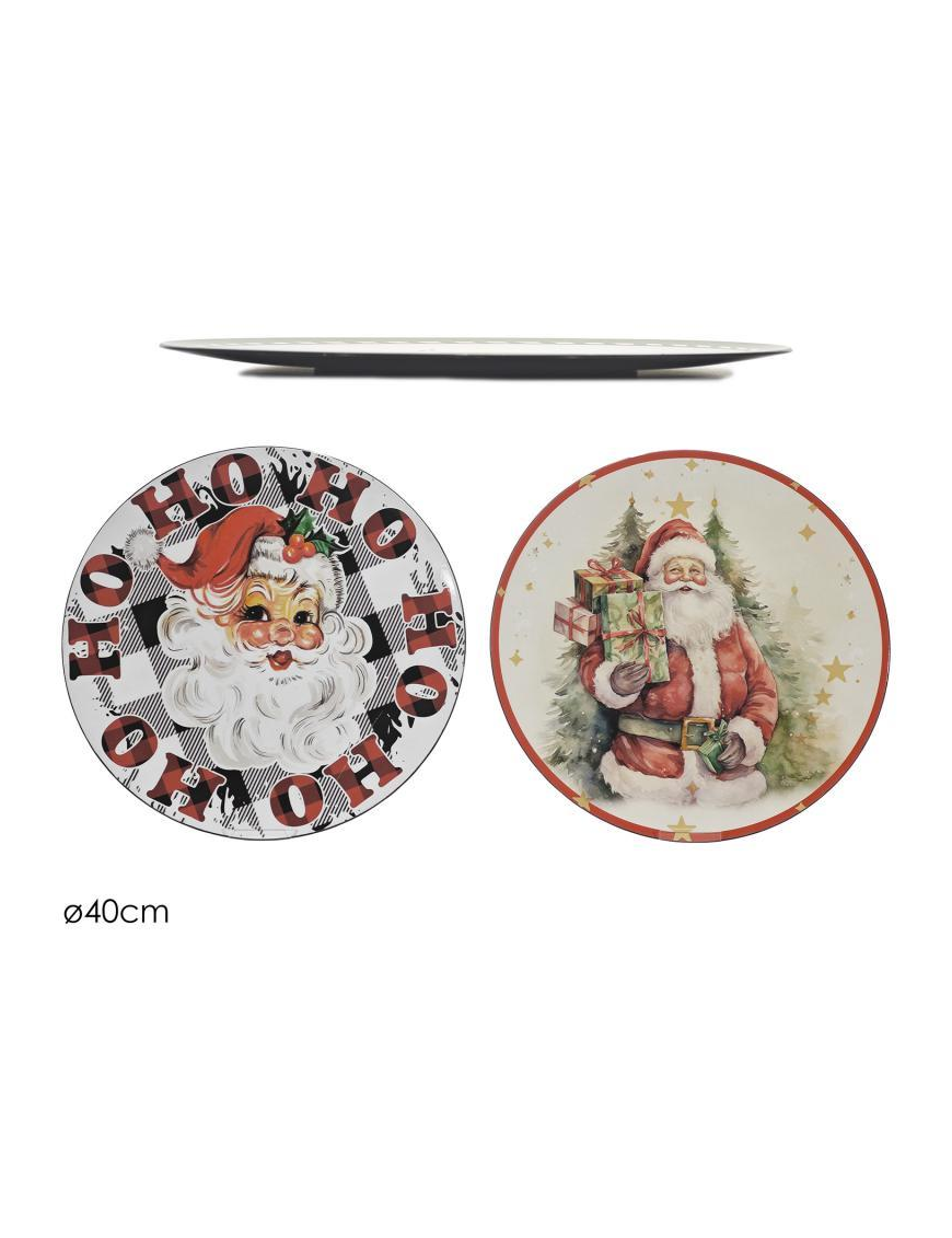 VASSOIO DECORO BABBO NATALE d.40cm assortito