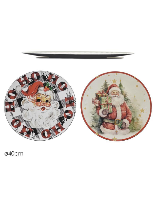 SANTA CLAUS DECORATION TRAY, 40cm diameter, assorted