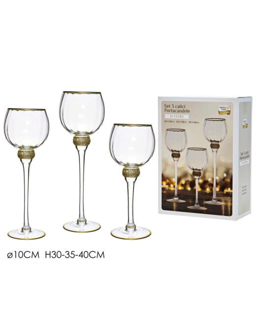 PORTACANDELA CALICE 3pz ORO 422517