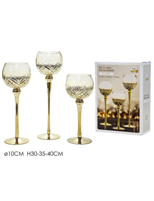 PORTACANDELA CALICE 3pz ORO 422518