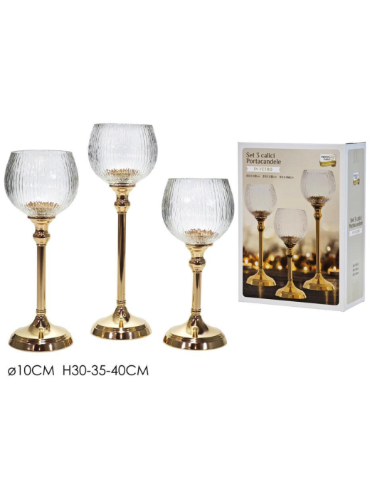 PORTACANDELA CALICE 3pz ORO 422519