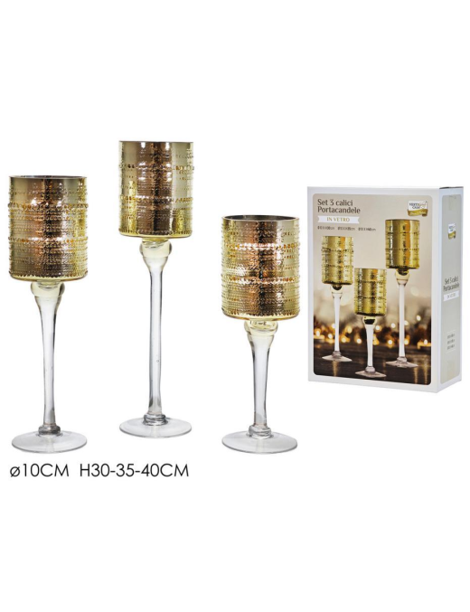 PORTACANDELA CALICE  3pz ORO 422520