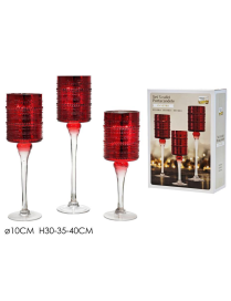 PORTACANDELA CALICE  3pz ROSSO 422521
