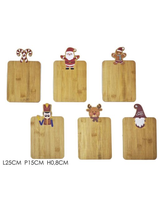 Bamboo cutting board with Christmas motifs 25x15cm