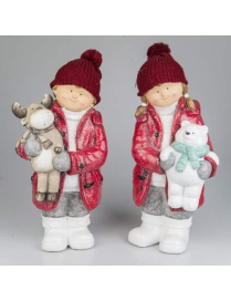 BIMBI IN CERAMICA CON ANIMALI GLITTERATI 50cm