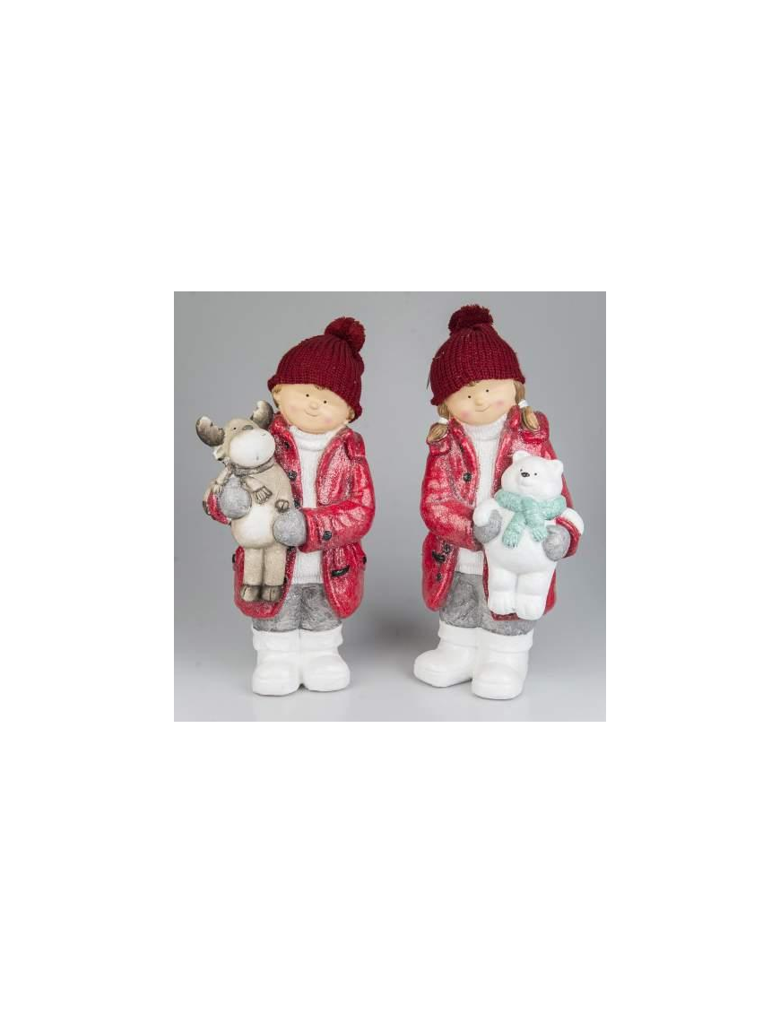 BIMBI IN CERAMICA CON ANIMALI GLITTERATI 50cm