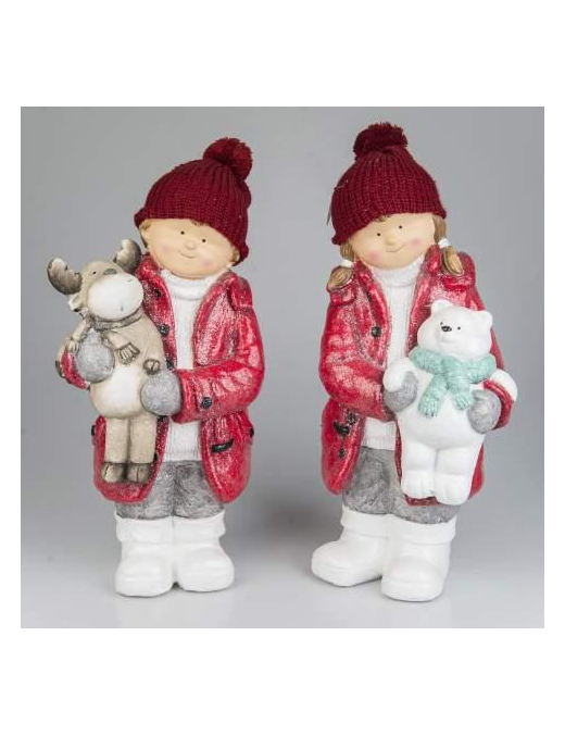 CERAMIC CHILDREN WITH GLITTER ANIMALS 50cm